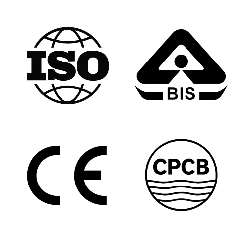 ISO, BIS, CE, and CPCB logo